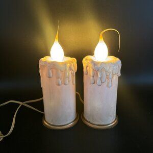 Vintage Electric Plastic Drip Pillar Candle Window Sill Christmas Decor Light